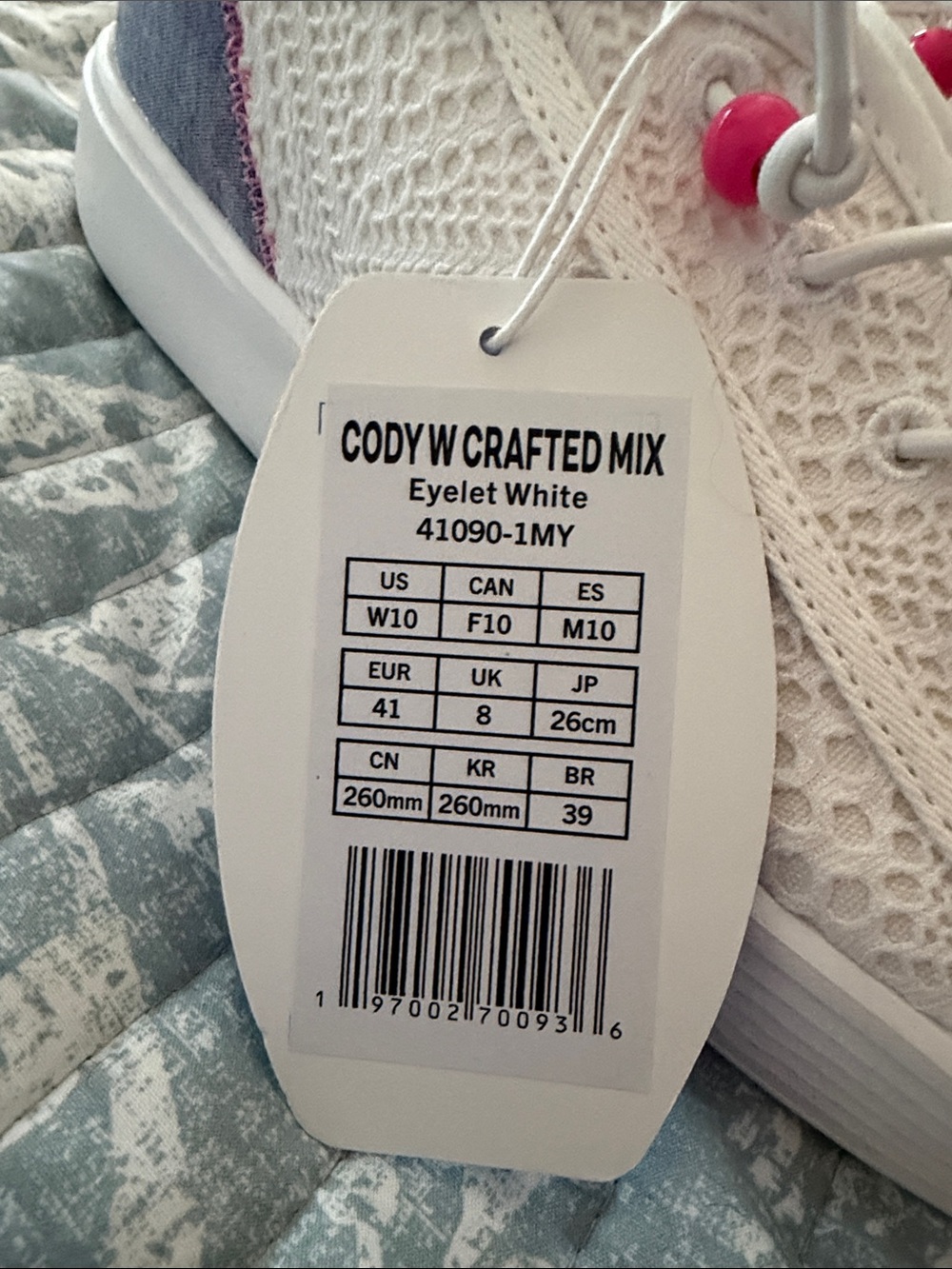 Hey Dude White Knit Sneakers with Pink Insole and Accent - Picture 2 of 5